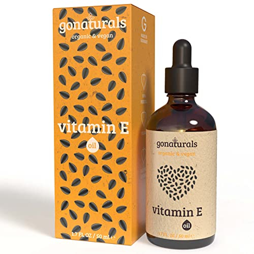 GoNaturals Vitamina E Pura Liquida in Olio per Pelle e Capelli - Vitamina E Liquida Riparatrice e Antiprurito - Olio Vitamina E Contro Cicatrici e Smagliature - Vitamina E Viso in Olio Idratante, 50ml