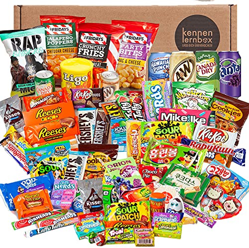 Mighty Sweet Box | Kennenlernbox mit 75 beliebten Süßigkeiten aus USA und Korea | Geschenkidee für besondere Anlässe wie zum Geburtstag