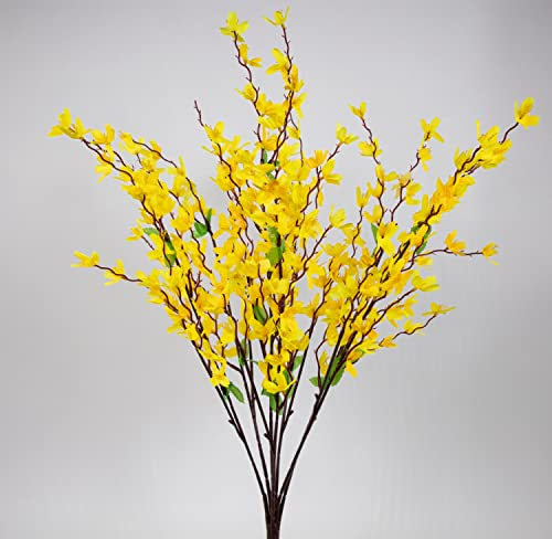 Seidenblumen Roß Forsythienbusch 65cm gelb ZF Kunstblumen künstliche Forsythie Goldflieder Goldglöckchen Blumen