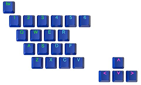 Ranked Gummi-Tastenkappen-Set | Doppelschuss Durchscheinend | OEM-Profil für Mechanische Gaming-Tastatur (Dunkelblau , 23 Tasten )