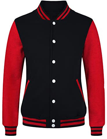 Yuji Itadori Women's Varsity College Jacket Baseball Bomber Jacket Vintage Sweatshirt Casual Unisex Streetwear Coats (Black Red-XXL)