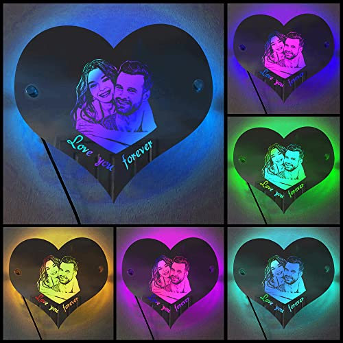 Personalisierte Herz Foto Led Spiegel Licht benutzerdefinierte Neon-Schilder für Wanddekoration Lichter USB-Acryl-LED-Schild Raumdekoration Valentinstag, Thanksgiving Day, Weihnachten Lichter innen