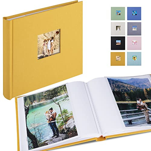 Klein Mini Fotoalbum Einsteckalbum 13X18 Größe 50 Fotos, Die Memo-Einsteckalben Perfekt für Baby-, Hochzeits- & Familienfoto (13X18, Indisches Gelb) | Memo-Einstecktaschen, Platz zum Schreiben für Hochzeit, Baby, Familie