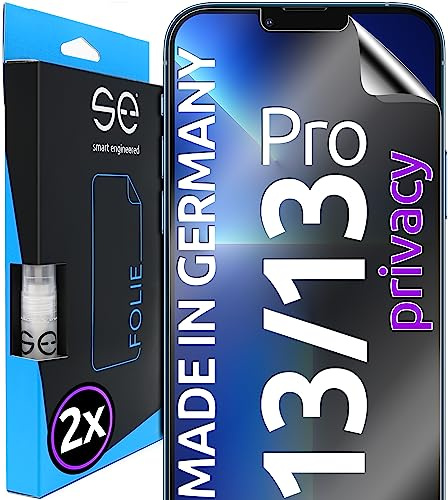 2x se® 3D SCHUTZFOLIE Privacy für Apple iPhone 13 / 13 Pro,Blickschutz, 100% Fingerabdruck & FaceID kompatibel, einfache blasenfreie Installation, Ultra-Klar, Stoß-Kratzfest, aus Deutschland