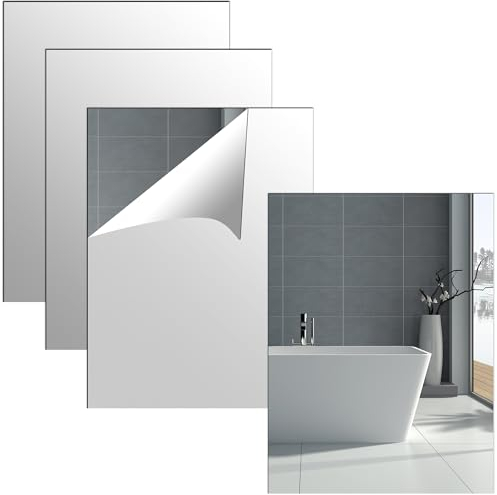 Olicky 4 piastrelle autoadesive a specchio, 30 x 40 cm, montaggio a parete, 2 mm di spessore, in acrilico, per la decorazione della casa, bagno, camera da letto (angolo retto)