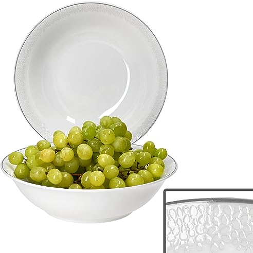 Ritzenhoff & Breker 2er Set Venezia Servierschale I 800 ml I Ø 23 cm I elegante Porzellan-Bowl mit Relief in Kieselstein-Optik I weiße große Schüssel für Knödel, Kartoffeln, Gemüse, Suppe & Co