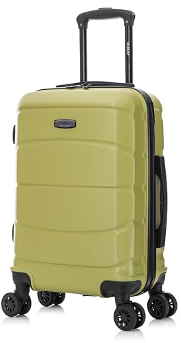 DUKAP SENSE Hardside Luggage with Spinner Wheels | 20 in Durable Lightweight Carry on Suitcase for Travel | Zipper Clouser Suit Case with Gel Handles and Trolley | Green