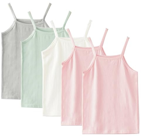 Yintry Paquet de 5 Gilets Camisole pour Filles, sous-vêtements Doux sans Manches pour Enfants, débardeurs Unis pour Tout-Petits, vêtements de Danse de Gymnastique de Ballet à Dos Nageur