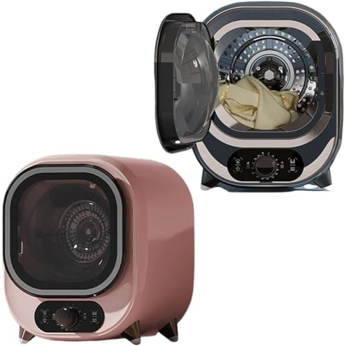 CYMYYDS 5KG Small Tumble Dryer, Portable & Compact Mini Spin Dryer With 0.8kg Load Capacity, Intelligent Roller Drying Machine, 35dB Silent, Perfect for Countertop or Wall Mounted Use,Pink