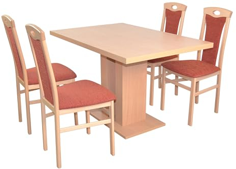 moebel direkt online Essgruppe 5-teilig Madrid mit Säulentisch buche/Terra