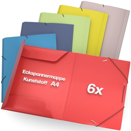 ACROPAQ - 6 x Eckspannermappe A4 - Sammelmappe A4, Mappe, Bis zu 200 Seiten, Sommer, Farbkollektion 'Natur', Mappen schnellhefter - Heftmappe, Jurismappe