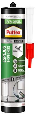 Pattex Espejos (1 x 280 ml), adhesivo para fijación y sellado de espejos, multimaterial, pegamento para cristal que no mancha, pegamento fuerte de larga duración, blanco