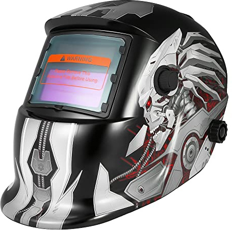 Jemora Casco per saldatura professionale ad energia solare con oscuramento automatico Saldatore per saldatura TIG MIG Maschera per molatura Stile robot