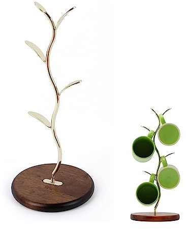 Felenny Mug Tree Stands Cup Holder Coffee Mugs Tea Cups Drying Storage Stand, Tabletop Mug Holder Tree, Retro Kitchen Mug Tree Mug Rack for Counter Home Kitchen Bar Cafe Accessory, Save Space