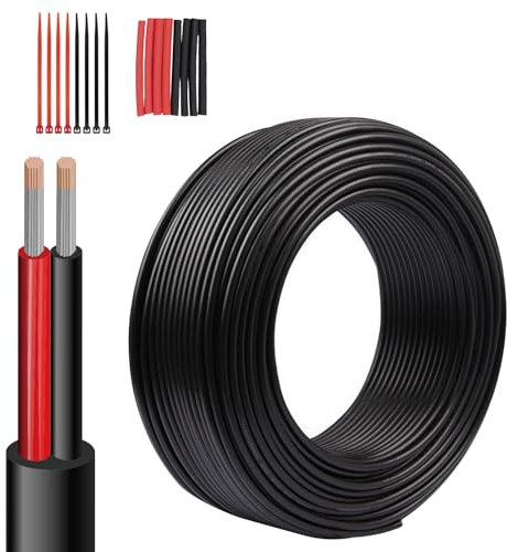 Wirelume 20AWG 2x0,5 mm² Elektrischer Draht 2 Adrig Kabel 5V/12V/24V verseilt PVC Stromkabel 30FT/9.14M Niederspannung verzinntes Kupferkabel Mantelleitung Feuchtraumkabel Elektrokabel