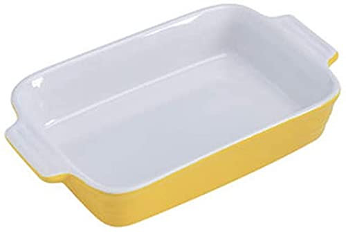 Teglia da forno rettangolare in ceramica TIECHUINIUB per lasagne, torte, casseruole e quiche - Giallo