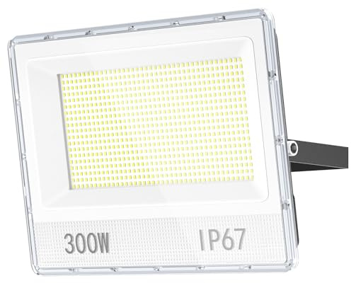 YIQIBRO Flood Lights Outdoor 300W 30000LM, LED Floodlight 6500K Cool White, IP67 Waterproof Outdoor LED Security Lighting for Garage, Garden, Yard, Stadium