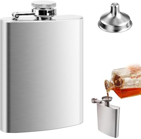 Fiaschetta Tascabile in Acciaio Inox 4 Oz 112ml, Portatile Fiaschetta Whisky con Piccola Imbuto, Bottiglie di Vino per Escursionismo, Arrampicata, Campeggio, Barbecue, Bar, Feste