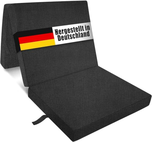Bout3 Klappmatratze, Gästematratze, 3-Teilige Schaumstoff Faltmatratze, Klappbar Sitzblock, Faltbare Reisebett Matratze, Waschbar Bezug (Anthracite, L195xW75xH15cm, Mittel Fest)