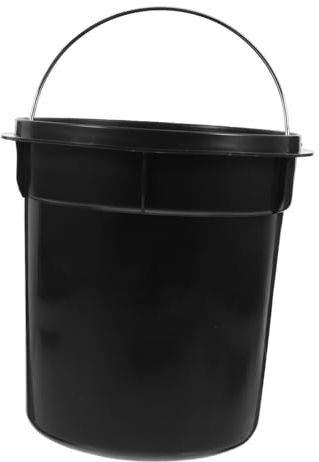 Runder Mülleimereinsatz 5 Kunststoff mit Liter Griff und Innen Außen | Herausnehmbarer Inneneinsatz, Schwarz, 20,6x20,6x21,5cm, Leicht zu Reinigen und Tragen