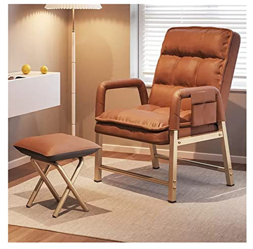Moderner Ledersessel mit Ottomane, verstellbare Rückenlehne, ergonomisches Design, hohe Rückenlehne