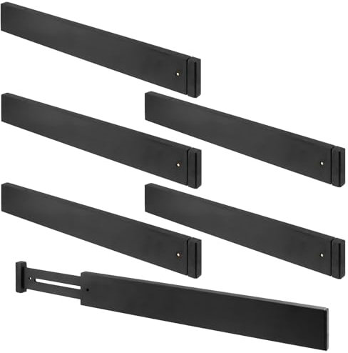 HEIYUET 6er Set Bambus Schubladentrenner Verstellbar, Schubladenteiler Verstellbar Schwarz Schubladentrenner Holz, 43-56cm ausziehbare Bambus Schubladen Organizer für Küche Schubladen Ordnungssystem