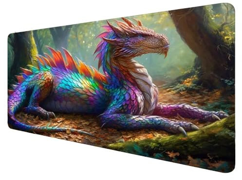 Mouse Mat Forest Mouse Pad 1200x600x3mm Gaming Mouse Pad Dragon Mousepad with Water Resist Anti-Slip Rubber Base,Stitched Edges Large Desk Mat Mouse Pad Desktop protection, for Home Decoration D-810