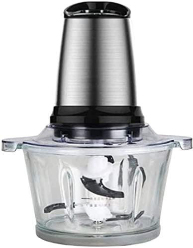 7LiuYueFei6 Hachoir électrique, Robot culinaire, Bol en Verre de 2 L, 300 W, Lames en Acier Inoxydable, 2 Vitesses pour l'ail, la Viande, Les légumes, Les Fruits et Les Noix.