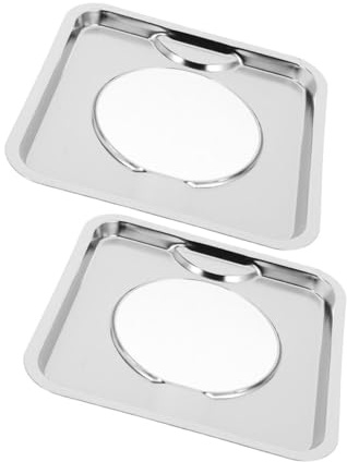 Uonlytech 2pcs 19cm Stainless Steel Gas Range Drip Tray Heavy Duty Burner Pan Replacement for Kitchen Gas Stove Accessories