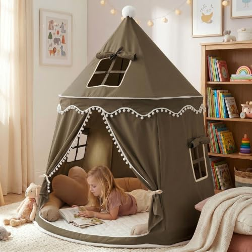 ALRITHO® Spielzelt Kinder aus weichem Silky-Cotton in Gecko Grün 110x110x130cm | Kinderzelt Indoor mit TripleAir-Effect, gemütlicher Bodenmatte & Tragetasche | stabile Kuschelhöhle fürs Kinderzimmer