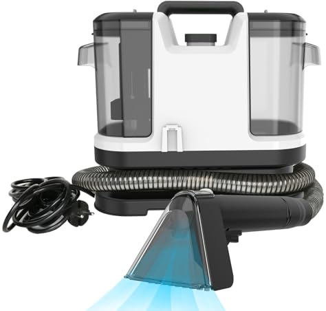 LAUFUY Dispositivo limpiador de tapicería, 500 W, para coche, sofá y sofá, aspiradora húmeda para muebles tapizados, alfombras, dispositivo de limpieza en seco y húmedo (blanco)