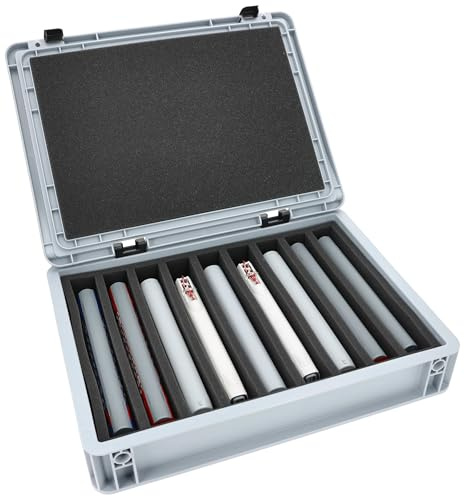Feldherr Eurobox 40 x 30 cm Set för modelljärnväg - TT-skala - 9 fack - skumplastinsats för stående förvaring - kompakt transportlösning för lok och vagnar