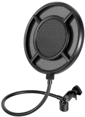 CORHAD Filtro Anti-ruido para Micrófono con Diseño Giratorio Protector contra Viento y Cubierta Negra para Grabación y Transmisión