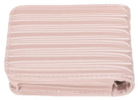 ibasenice Portarossetto Mini in Pelle Pu Rosa con Specchio Integrato, Piccolo e Facile da Portare, per Campeggio ed Escursioni