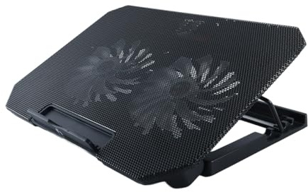 Gutol Support De Refroidissement Pour Ordinateur Portable De 12 À 17 Pouces Avec 4 Hauteurs Réglables, 2 Ventilateurs Silencieux, 2 Ports USB Et Refroidissement Rapide.