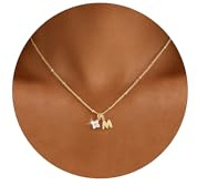 TINGN Gifts for Women - Initial Clover Necklaces for Her Wife Mom Daughter Friend Sister Birthday Gift Friendship, Personalised Letter M Pendant Necklaces Women Jewellery