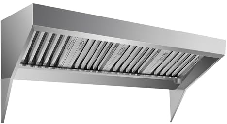 8FT Commercial Exhaust Hood, 201 Stainless Steel Rust-Resistant Vent Hood with 4 Detachable U-Shaped Grid Oil Filter for Food Truck, Concession Trailer & Commercial Restaurant Kitchen