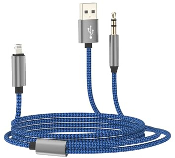 Adattatore da Lightning a jack AUX per Apple per iPhone 14 13 Pro Max, cuffie da auto da 3,5 mm, cavo audio USB, cavo di ricarica stereo, altoparlante, accessorio per cuffie da 1,2 m, dongle di