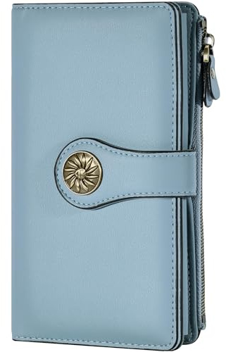 Travelambo Women's Wallet RFID Blocking Trifold Clutch Large Capacity Credit Card Holder Travel Purse