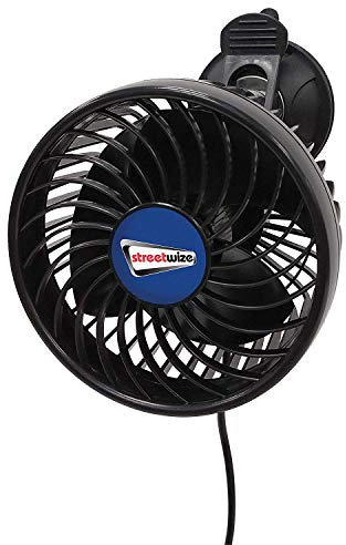 Streetwize - 360° Car Fan with 2 Speed Controls - 12V Portable - 3 Single Oscillating Power - 1 Metre Cable - Helps to keep the vehicles interior cool for comfort whilst travelling Black
