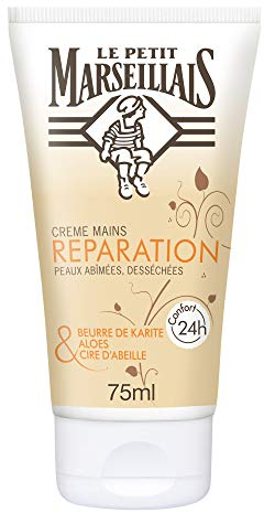 Le Petit Marseillais, Crema Mani Riparazione Pelle Danneggiata e Secca (tubo da 75 ml) - Crema riparatrice al burro di karitè, aloe e cera d'api - Cura delle mani comfort 24 ore