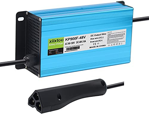 xiixtoo 15 AMP Replacement Golf Cart Battery Charger Compatible with 48 Volt EZGO RXV & TXT Golf Carts with 3 Pin Triangle Style/RXV Plug