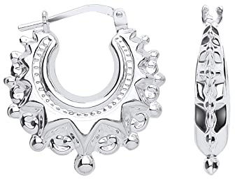 Old English Jewellers Sterling Silver Victorian Style Gypsy Creole Hoop Earrings - 20mm