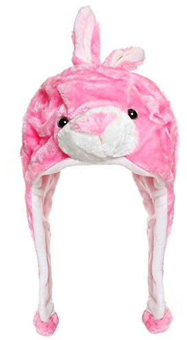 Glamexx24 Plysch djur öronhatt djurmössa kostym karneval keps pingvin tiger cosplay barn, ROSA, En Storlek
