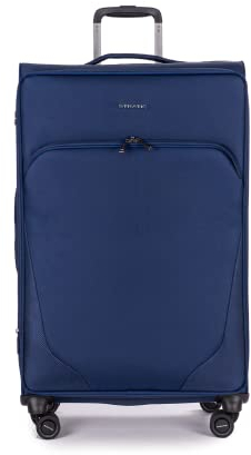 Stratic Mix Koffer Weichschale Reisekoffer Trolley Rollkoffer groß, TSA Kofferschloss, 4 Rollen, Erweiterbar, Größe L, Blau