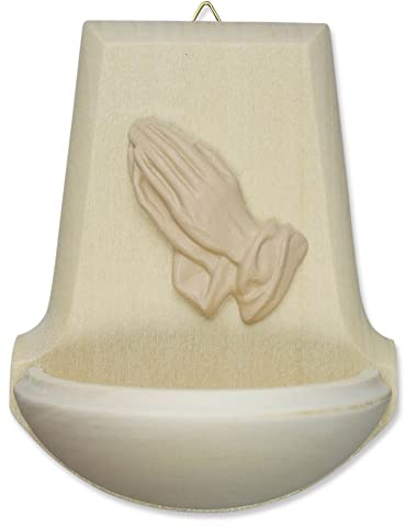 MaMeMi WEIHKESSEL Holz BERGAHORN 10,4 x 8,5 cm mit Motiv Betende HÄNDE DÜRER – WANDKESSEL für Taufe Kommunion GEBETSECKE Markenqualität