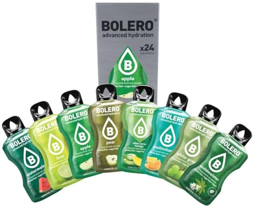 Bolero GREEN FUSION MIX 24x3g | Poudre à jus sans sucre, édulcorée avec stévia + vitamine C | convient aux enfants, aux sportifs et aux diabétiques | sans gluten et adapté aux végétaliens.