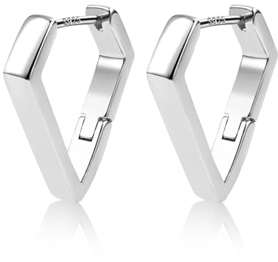 ALEXCRAFT 14K Vergoldet Eckig Dreieck Ohrringe Silber 925 Creolen für Damen | Silber 925 Ohrringe Eckige Creolen Kleine Knorpel Huggie Kreolen U-förmige Creolen Quadratische Ohrringe Oval Damen Herren