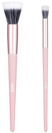 MSQ 2 Stück Professionelle Stippling Foundation Pinsel, Puderblusher Pinsel