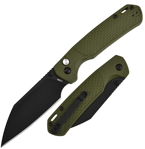 CJRB Pyrite-Light Pocket Knife, Folding Knife with 3.34'' AR-RPM9 Steel Blade EDC Knife Small Pocket Knife with Pocket Clip for Men Women, Suitable for Camping Survival Hiking Knives, J1945 Green